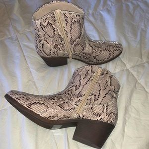 SO - snake skin booties